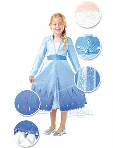 Elsa Frozen 2™ kostuum voor meisjes - Premium, Maat: 7–8 jaar (122 tot 128 cm)