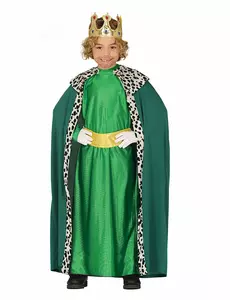 3 Koningen kostuum groen voor kinderen, Maat: 9 jaar (125–135 cm)