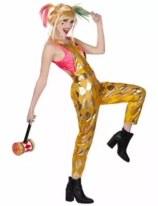 Gouden Harley Quinn Birds of Prey™ kostuum voor dames, Maat: X-Small