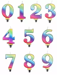 Bougie chiffre multicolore 8 cm, Taille: 2