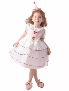 Déguisement clown blanc tête de mort fille, Taille: 7–9 ans (120–130 cm)