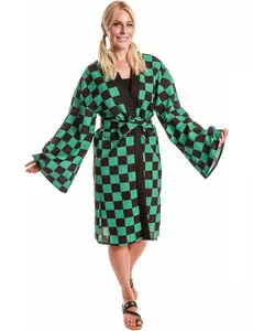 Déguisement kimono manga à damier adulte, Taille: Medium