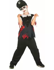 Déguisement policier zombie noir et blanc enfant, Taille: 7–9 ans (120–130 cm)