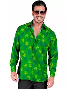 Heren St. Patrick's Day klavertjevier shirt met lange mouwen, Maat: Large/X-Large