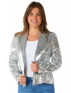 Veste blazer à sequins argentés Suitmeister™ femme, Taille: X-Large (EU 44–46)