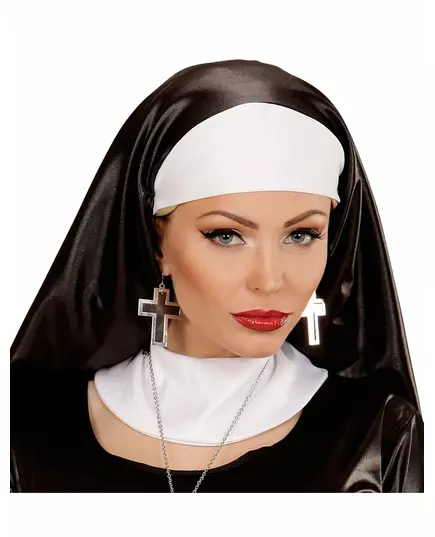 Boucles d'oreilles croix argent et noire femme