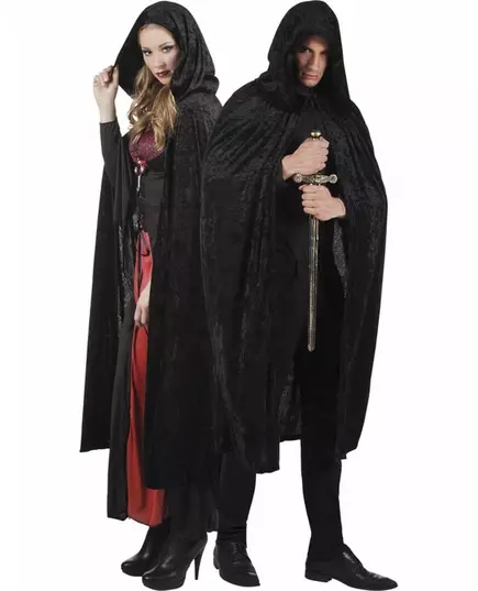 Cape noire aspect velours 170 cm adule Halloween