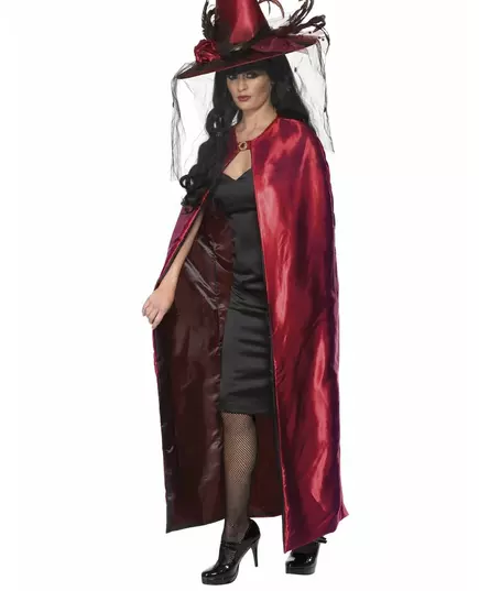 Cape réversible rouge ou noire adulte