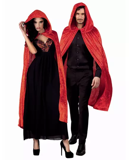 Rode cape met velours effect volwassenen Halloween