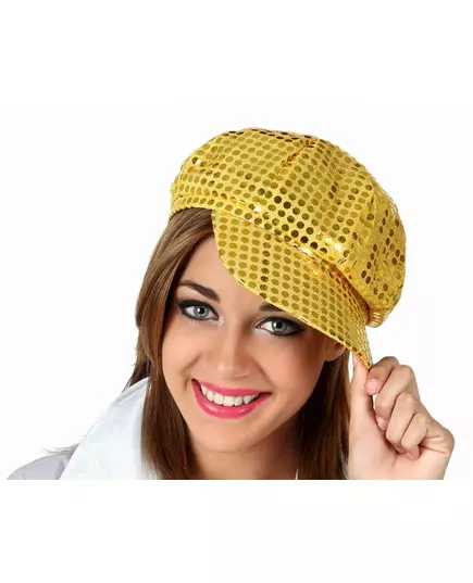 Casquette disco à sequins or adulte