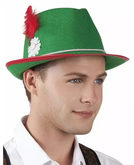 Chapeau bavarois vert à plume adulte
