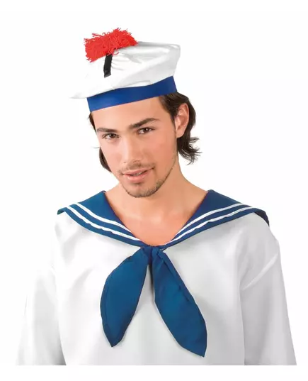Wit met blauw matrozen hoedje voor volwassenen
