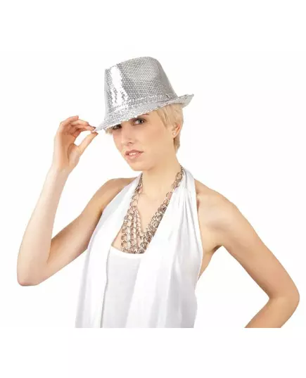 Chapeau borsalino à sequins argent adulte