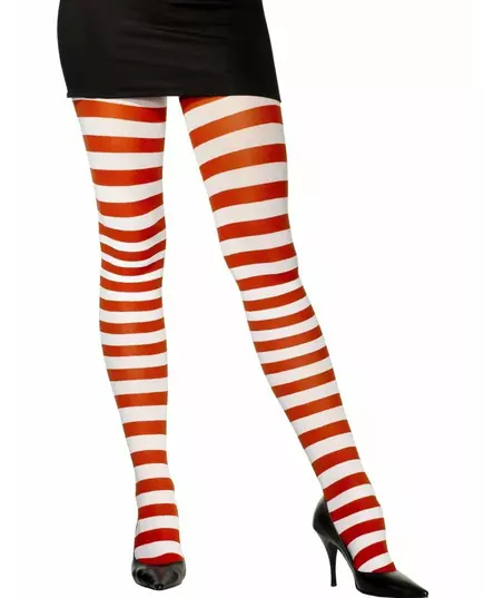 Rood en wit gestreepte panty voor dames