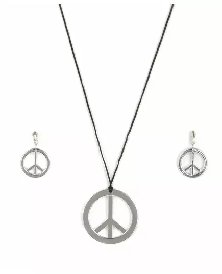 Collier et boucles d'oreilles hippie plastique adulte