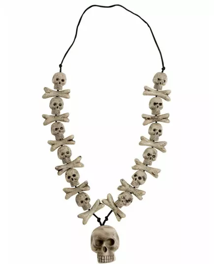 Collier tête de mort et os adulte Halloween