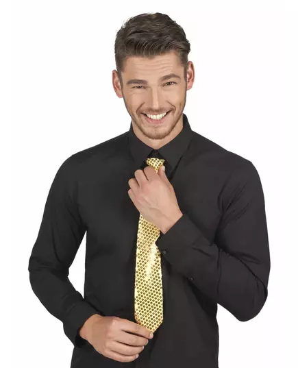 Cravate dorée avec sequins adulte