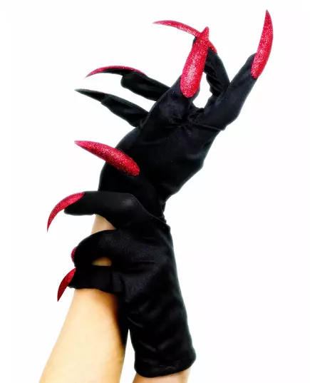 Gants avec faux ongles sorcière Halloween