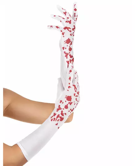 Gants longs blancs ensanglantés femme Halloween