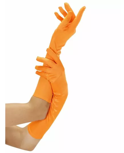 Lange fluo-oranje handschoenen