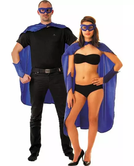 Blauwe superheldenset voor volwassenen
