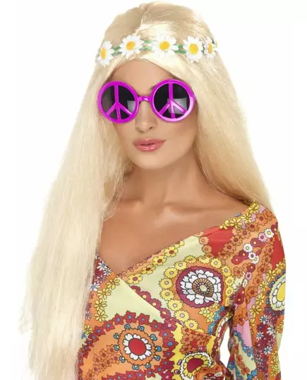 Lunettes hippie rose adulte