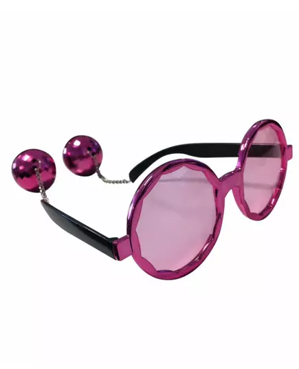 Roze disco bril met discoballen voor volwassenen