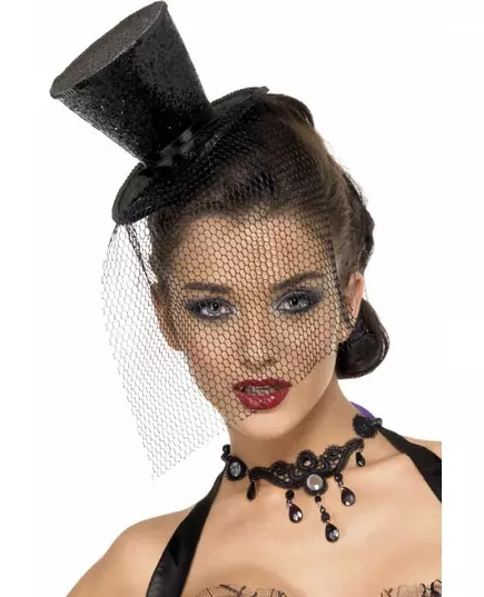 Mini chapeau haut de forme noir femme