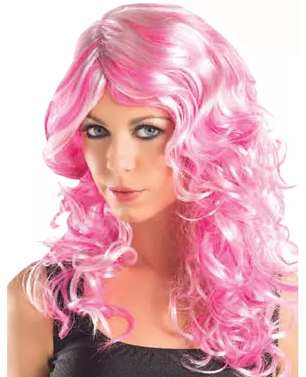 Perruque bouclée rose femme