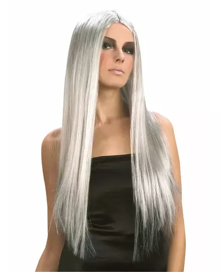 Perruque longue grise femme Halloween