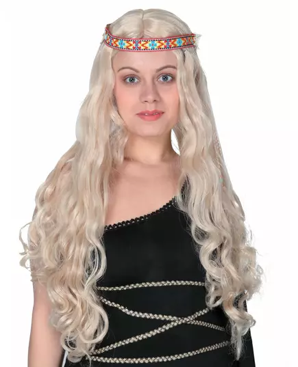 Lange blonde hippie pruik voor dames