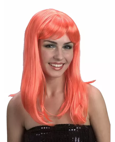 Lange oranje damespruik met lichte krullen