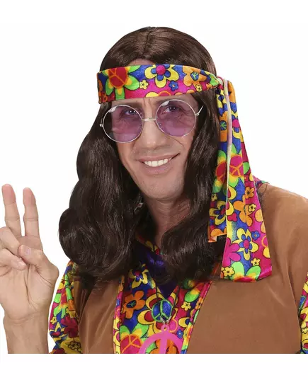 Perruque marron hippie adulte