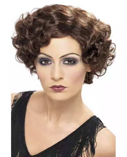 Perruque cabaret ondulée chatain femme
