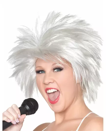 Witte rockstar pruik voor vrouwen
