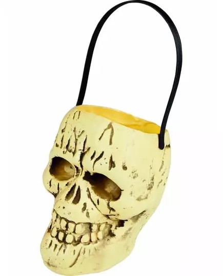 Schedel emmer met snoep voor Halloween