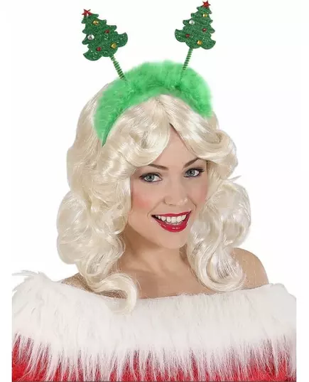 Kerstboom haarband groen met bont