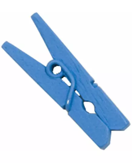 10 Mini pinces à linge en bois bleu 2.5 cm