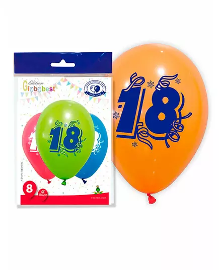 8 ballonnen met leeftijdsopdruk 18 jaar
