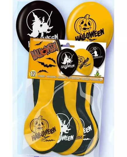 100 Ballons Halloween noirs et oranges 30 cm