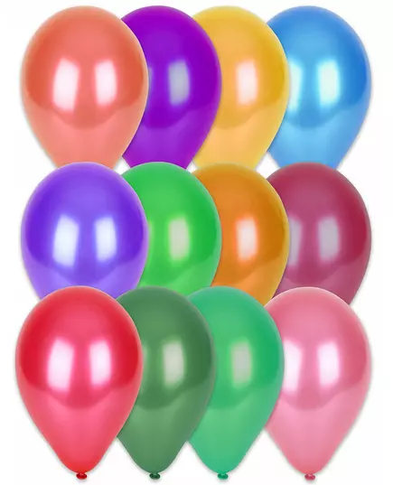 100 Ballons multicolores métallisés 29 cm
