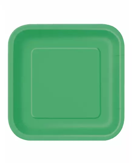 14 Grandes assiettes en carton vert émeraude 23 cm