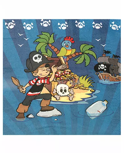 20 Serviettes en papier Pirate au trésor 33 x 33 cm