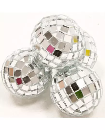 4 Mini boules à facettes argentées 3,5 cm