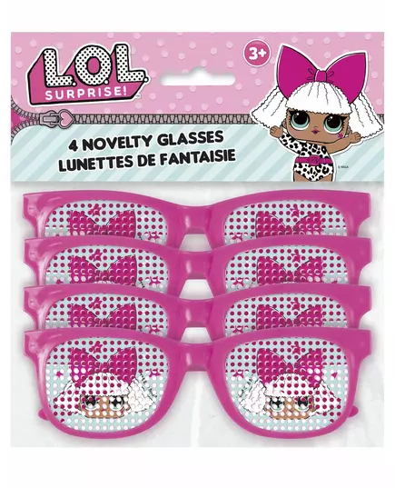 4 roze Lol Surprise™ brillen met stippen