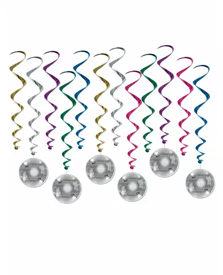 6 Décorations à suspendre spirale Boule Disco