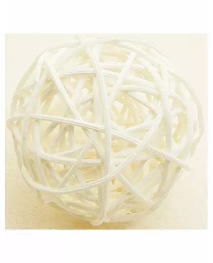 6 Boules en osier ivoires 3,5 cm