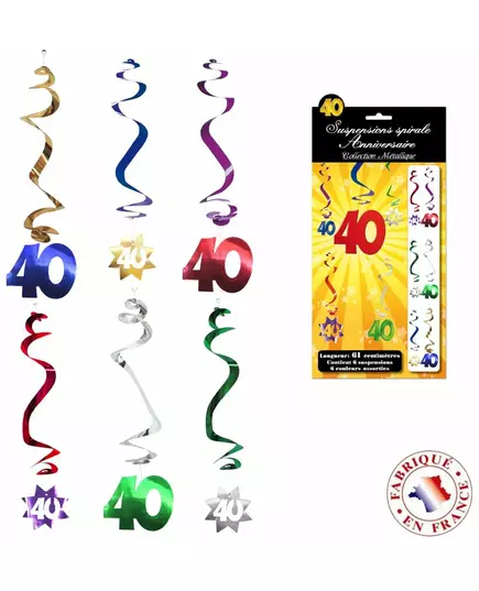 6 Décorations à suspendre spirale 40 ans