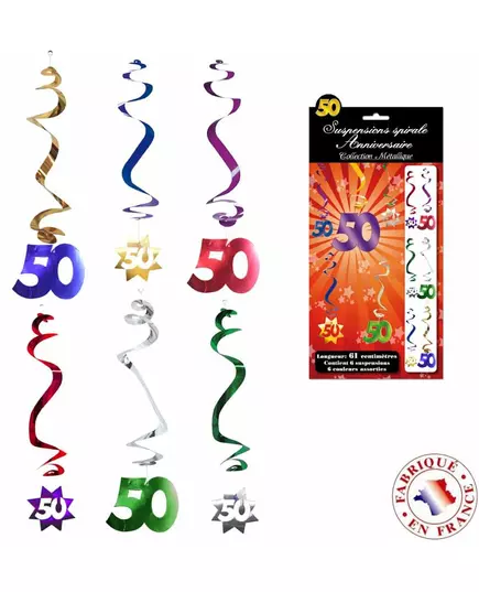6 spiraalvormige 50 jaar hangdecoraties