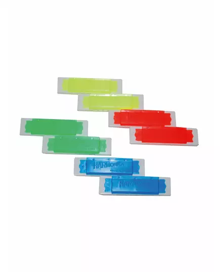 8 Mini harmonicas colorés factices